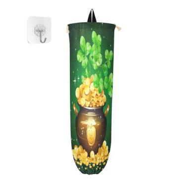 Imagem de Feliz Dia de São Patrício pote dourado 2 unidades suporte de saco plástico, dispensador de saco de plástico, organizador de armazenamento de sacos para cozinha