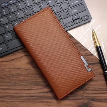 Imagem de Carteira masculina fina texturizada de fibra de carbono para profissionais de negócios - fecho magnético, vários compartimentos para cartões de crédito e porta-fotos