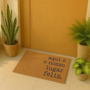 Imagem de Tapete Capacho Borracha e Fibra de Coco Porta Varanda Churrasqueira Recepção Casa(LUGAR FELIZ)