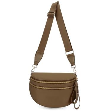 Imagem de Bolsas femininas transversais, bolsas transversais para mulheres com vários compartimentos e alças ajustáveis, leves e espaçosas. Bolsas transversais para viagens, academia e mães (marrom) - sem