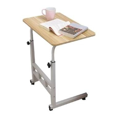 Imagem de Mesa Notebook com Rodinhas Ajustável para Home Office, Escrivaninha Multifuncional para Computador(Cor madeira)