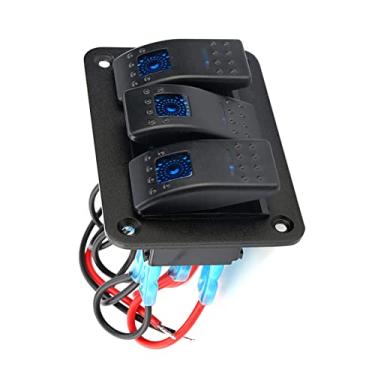 Imagem de Mingzhe Painel de Interruptores Basculantes LED de 3 Grupos Com Conectores e Fusíveis Pré-cabeados, Montados Horizontalmente ou Verticalmente, para Sistemas 12V/24V, Caixa à Prova