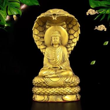 Imagem de FENNYYAR Estátua de Buda Guardião de Cobra de Bronze Artesanal, 20 cm 19,8 cm, Sakyamuni e Vairocana Decoração de Altar Budista para Adoração Doméstica