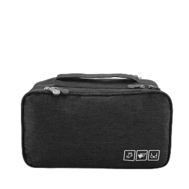 Imagem de GLOGLOW Saco de Armazenamento Organizador Portátil de Armazenamento de Viagem, Poliéster à Prova d'água, Grande Capacidade para sutiã, Roupa íntima, Meias, 28x16x12,5cm, Suprimentos de Preto Cinza