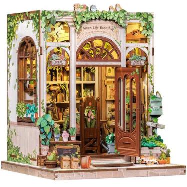 Imagem de Kit de casa de bonecas DIY Miniature House CUTEBEE Book Nook Green