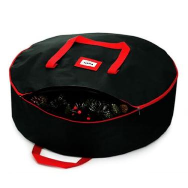 Imagem de CYTJHMD Recipiente de armazenamento de guirlanda de Natal, capa grande de armazenamento de guirlanda de Natal, material Oxford 600D durável, bolsa de armazenamento com zíper duplo para Natal, preto