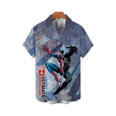 Imagem de Camisa Casual De Manga Curta Com Estampa 3D Do Homem-Aranha Para Homen
