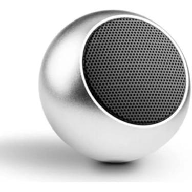 Imagem de Mini Caixa de Som Bluetooth Portátil 3W Bolinha Metal Amplificada com Microfone e Design Elegante (Prateado)
