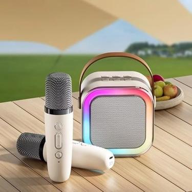 Imagem de Alto-Falante Bluetooth Karaoke com Microfone Duplo Sem Fio, Luzes LED Coloridas, Portátil com Alça