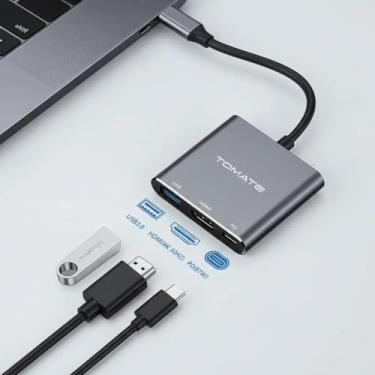 Imagem de Adaptador USB-C 3 em 1 com HDMI 4K, USB 3.0 e Power Delivery 87W, Compatível com iOS, Android, Windows e Linux, Cinza Espacial