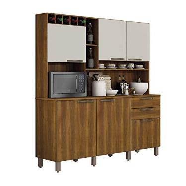 Imagem de ARMÁRIO DE COZINHA 6 PORTAS E 2 GAVETAS TOPÁZIO NOGAL/OFF SALLETO