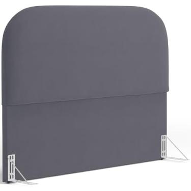 Imagem de Cabeceira Cama Box Casal 140cm Orgânica Lanna W01 Suede Cinza - Lyam Decor