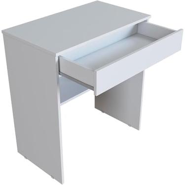 Imagem de Escrivaninha Para Quarto Pequena Com Prateleira e Gaveta Home Office(Branco)