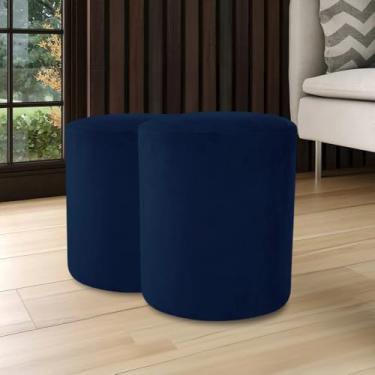 Imagem de Kit 2 Puff Narciso com Pés Plásticos – Conforto e Estilo para sua Casa (2 NARCISO AZUL)