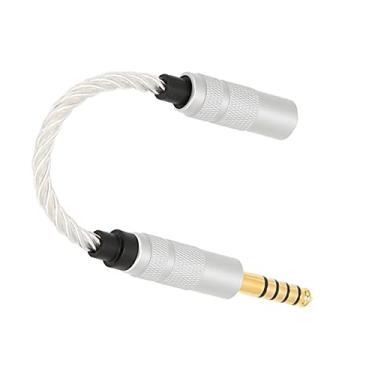 Imagem de Naroote Cabo Adaptador de Fone de Ouvido Transparente Macho de 4,4 Mm para Fêmea de 3,5 Mm para Aprimoramento de Som Nítido para Reprodutor NW‑WM1Z PHA‑2A, Comprimento de 15 Cm, Branco Prateado