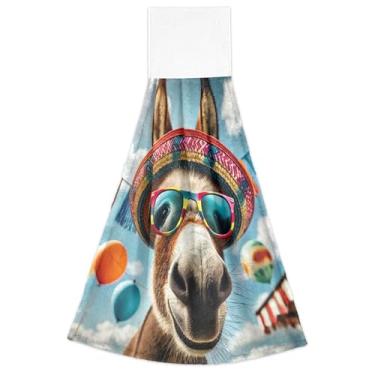 Imagem de Joisal Bonito burro toalhas de mão penduradas engraçadas para cozinha toalha de forno macio absorvente decorativo essencial de cozinha conjunto de 2, 18,2 x 14 polegadas
