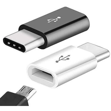 Imagem de YAWALL Adaptador USB C para Micro USB, conector de conversão tipo C fêmea para micro USB macho, compatível com Samsung Galaxy S7 S7 Edge, Nexus 5 6 e dispositivos micro USB, 2 peças