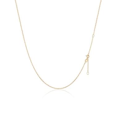 Imagem de ChainsProMax Colar feminino de corrente de elos redondos, prata esterlina 925/banhado a ouro, 1,1/1,5 mm de largura - caixa de presente, Metal