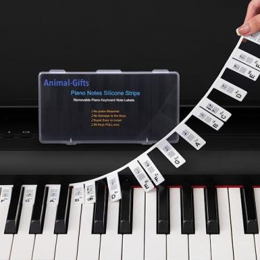 Imagem de Adesivos removíveis de teclado de piano para iniciantes, etiquetas removíveis de notas de teclado de piano acessórios para aprendizagem, 88 teclas 61 teclas tamanho completo feito de silicone, sem