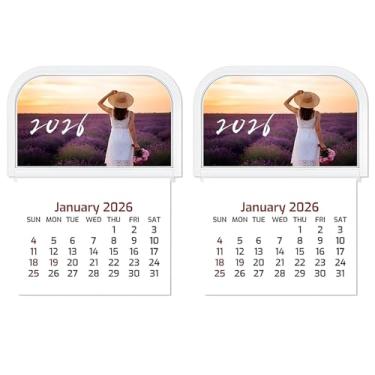 Imagem de Pacote com 2 mini calendários 2026: pequenos calendários mensais adesivos para painel de carro, geladeira, parede, laptop, escritório, caminhão e planejador | designs mensais vibrantes | 8,5 cm x 11,3