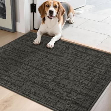 Imagem de COSY HOMEER - Tapetes de boas-vindas antiderrapantes 51 x 81 cm, capachos laváveis, tapete de entrada absorvente de sujeira para patas enlameadas, tapetes de entrada e sapatos úmidos, cinza escuro