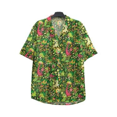 Imagem de Camisas Havaianas Casuais Masculinas Oversize Com Estampa 3D De Desenh