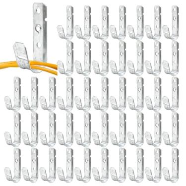Imagem de GEMLORD 200 peças de suporte de cabo J-Hook, cabides de cabo de metal resistente de 9,5 cm para gerenciamento de cabos e fios, montagem em parede J Utility, aço galvanizado G60