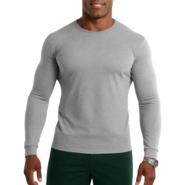 Imagem de Camiseta Malha Fria Manga longa Cinza Mescla - Fardas Express, G, Cinz