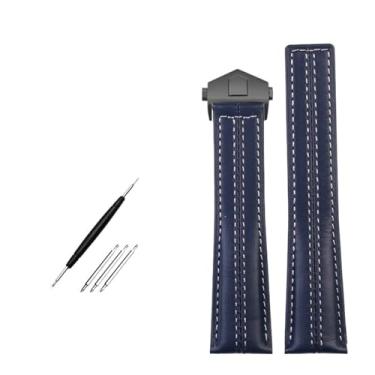 Imagem de DFAMIN Pulseira de couro genuíno para TAG Heuer Carrera Edition Heuer Couro de vaca Monaco Heritage 6 acessórios de 22 mm (cor: azul e preto)