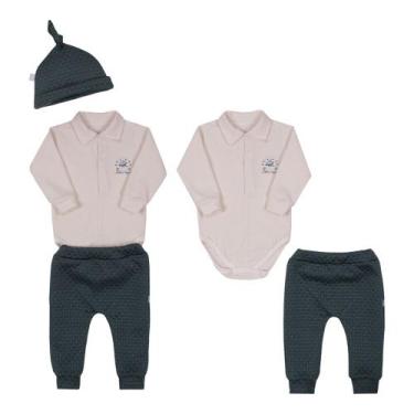 Imagem de Conjunto Luxo Bebê Menino 3 Peças Body Le Bhua / Paraiso 491, Verde mi