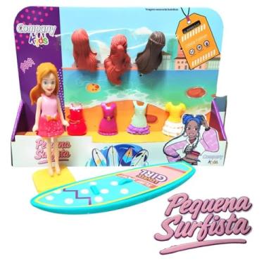 Imagem de Boneca Surfista Fashion Kit Praia com 10 Acessórios | Inclui 5 Vestidos, 4 Perucas Coloridas e Prancha de Surfe | Brinquedo Criativo de Troca de Visual | Presente para Meninas +3 Anos