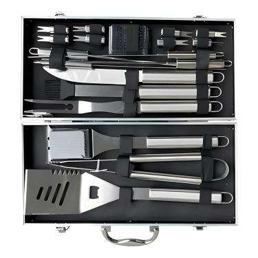 Imagem de Jogo de Churrasco Profissional 16 Peças Inox com Maleta Kit Completo