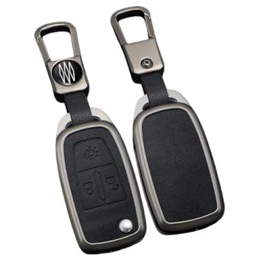 Imagem de Capa de couro para chave de carro, liga de zinco, compatível com DAF 106 cf euro 6 2022 xg xf caminhão, proteção remota para chave(A1 Black)