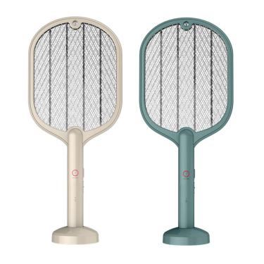 Imagem de 2 em 1 Zapper Racket Mosquito Killer Lamp USB Recarregável 3000V Vassoura Elétrica para Matar Moscas com Gancho Casa