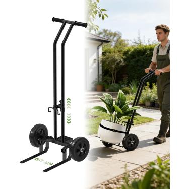 Imagem de Organizador de plantas com rodas, capacidade de 90,7 kg, carrinho com rodas, alça, copos, garfos e alças ajustáveis, motor de plantas em vaso com alça para casa, pátio, floricultura, escritórios