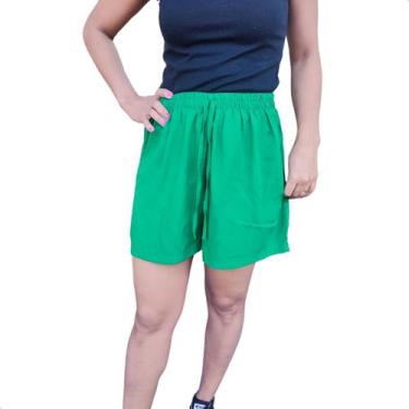 Imagem de Short Feminino Soltinho Praia Piscina Bermuda Liso - Moda_Gaspar, Verd