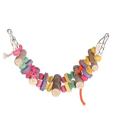 Imagem de Ainoli madeira pássaro animais de estimação pendurado balanço cor atividade jogar ponte moagem mastigar mordida gaiola brinquedo para papagaio