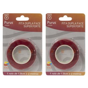 Imagem de Kit Fita Dupla Face Super Forte 1,8 cm x 2 Metros 2 Unidades - Purus