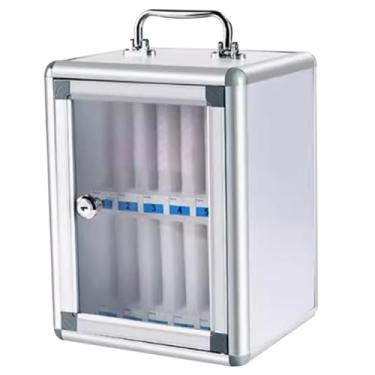 Imagem de Caixa de armazenamento de celular de acrílico transparente - Armário seguro de liga de alumínio com 24 compartimentos com chave para escolas, fábricas e escritórios - Solução de segurança para