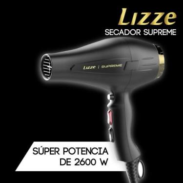 Imagem de Secador de cabelo lizze supreme preto e dourado, 110V