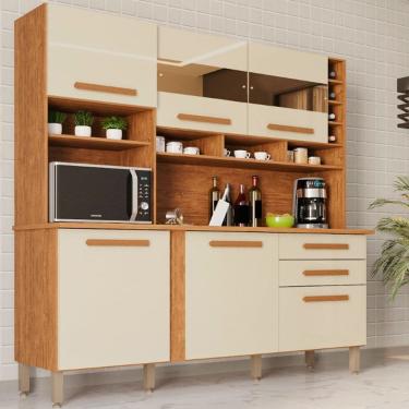 Imagem de Armario de Cozinha 6 Portas com Espelhos 2 Gavetas Alexia Top Imop Moveis