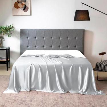 Imagem de Lençol Superior Avulso Casal Padrão Cetim Seda Cinza - Confeccoes Elba