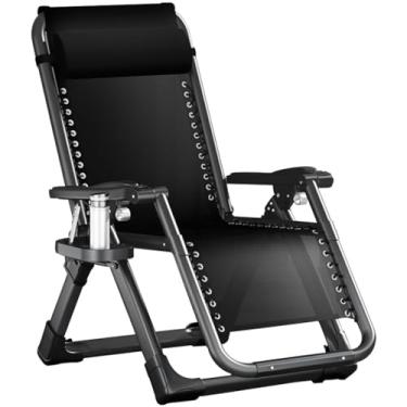 Imagem de Cadeira dobrável reclinável para gramado em tubo de aço grosso, cadeira dobrável respirável e fresca com gravidade zero, espreguiçadeira reclinável ao ar livre, fácil de armazenar