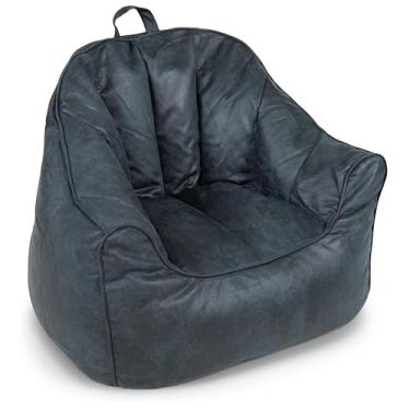 Imagem de Big Joe Cadeira Hug Bean Bag, azul basalto, camurça vegana, crianças e adolescentes, 90 cm