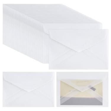 Imagem de WADORN Envelopes de papel avelino, 60 peças, envelopes de vidro translúcidos de 12 x 17 cm, A6 fosco, transparente, para convites de casamento, sem autovedação, sacos de cartão para aniversário