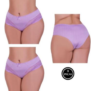 Imagem de Kit 3 Calcinha Plus Size com detalhe de Renda Tanga Grande -c1 KIT 3 C