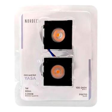 Imagem de Mini Spot Led Yasa 1W 3000K Quadrado Preta Bivolt (c/2un) - Nordecor -