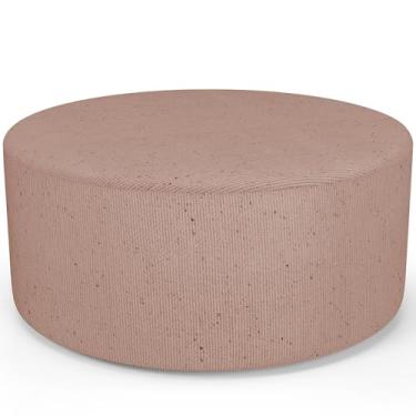 Imagem de Puff Redondo Orgânico para Living 90cm Lola W01 Linho Rosê - Lyam Decor