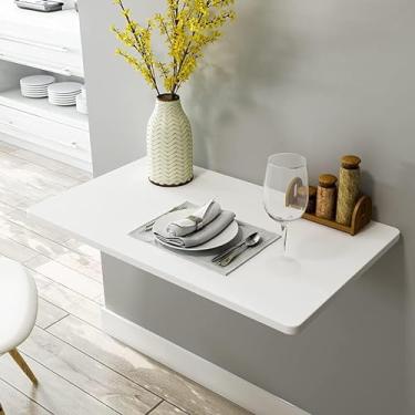 Imagem de Mesa branca de cozinha, barra de café da manhã, mesa de parede, dobrável, montada na parede, mesa de jantar de folhas suspensas, mesa de trabalho dobrável, mesa de computador para escritório em casa