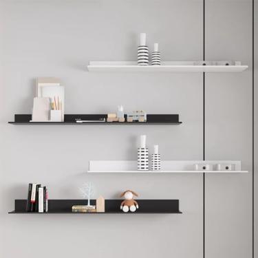 Imagem de SGeneE Prateleiras de parede flutuantes, prateleiras emissoras de luz de metal com luz LED iluminada integrada para iluminação e armazenamento (branco - 60 x 20 cm)